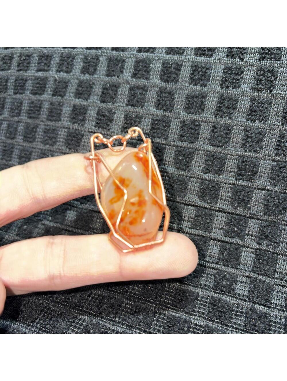 Copper Wire Wrapped Pendant Gem In A Cage Handmade Boho Healing Crystal Jewelry